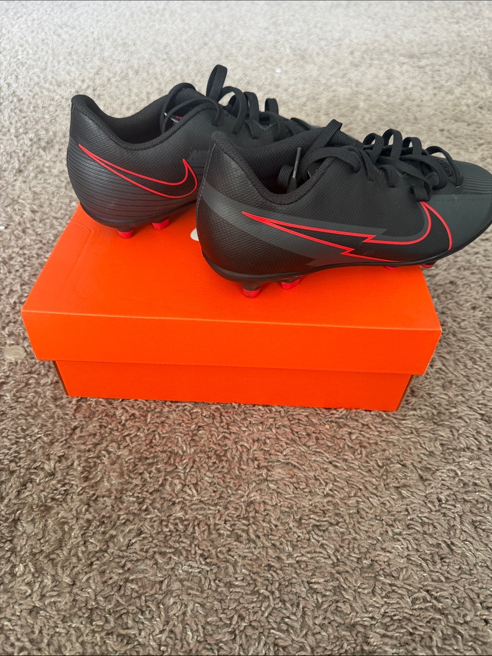 Nike Black and Red Kids Soccer Cleats